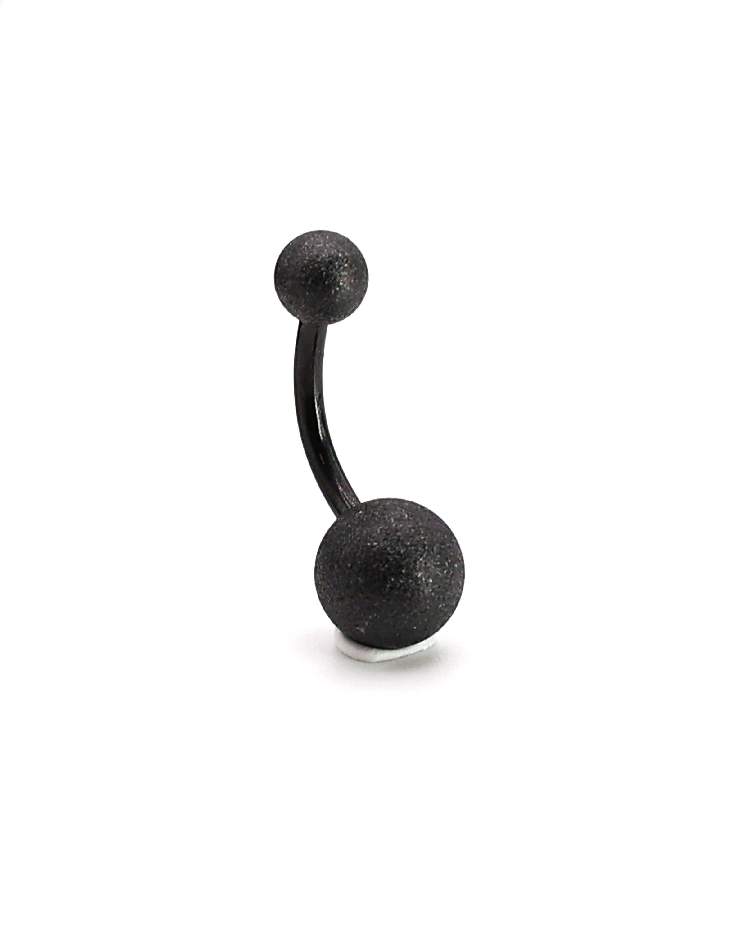 Black Shimmery Belly Button Bar, displayed on a white matte background.