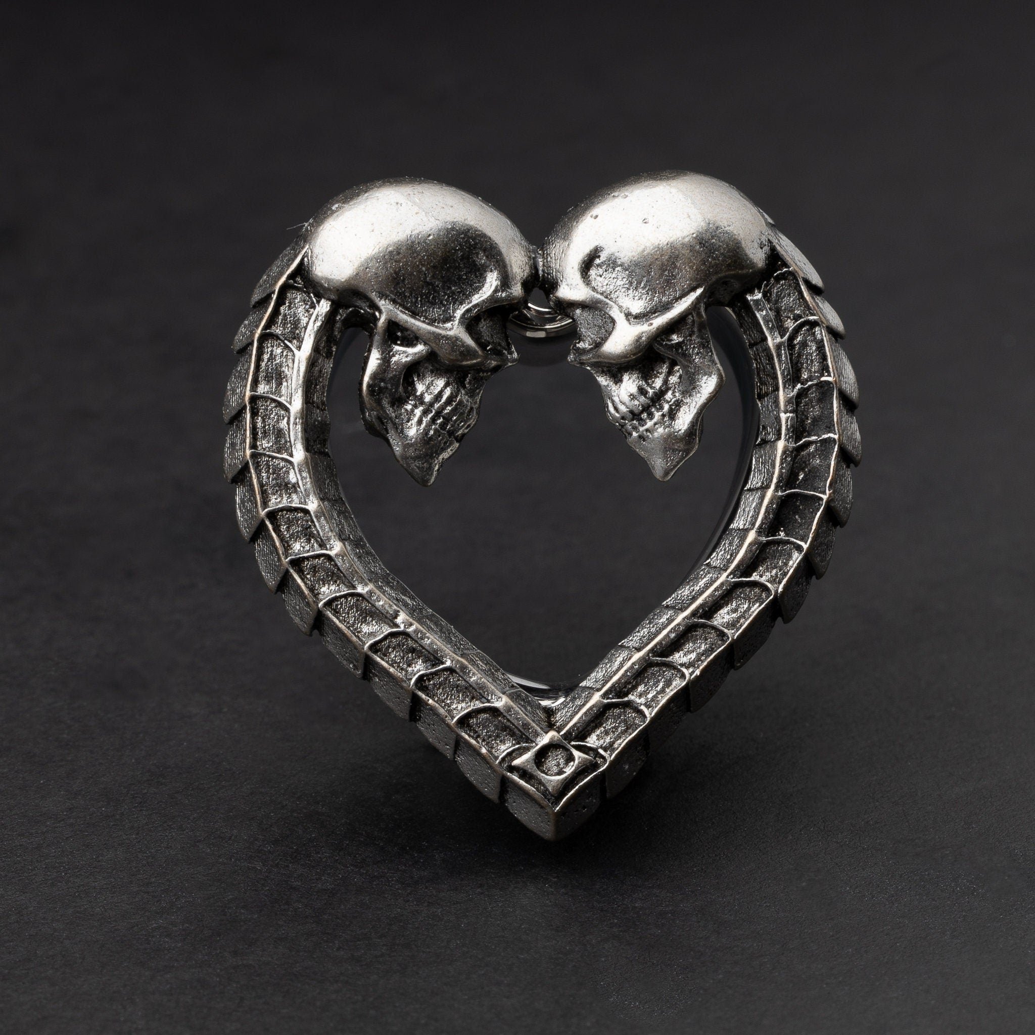Pair of Spine Ear Tunnels, Saddle Ear Plugs in Silver. Ear Saddle Hangers For Stretched Ears, Gothic Plugs and Tunnels, Spine and Skull.