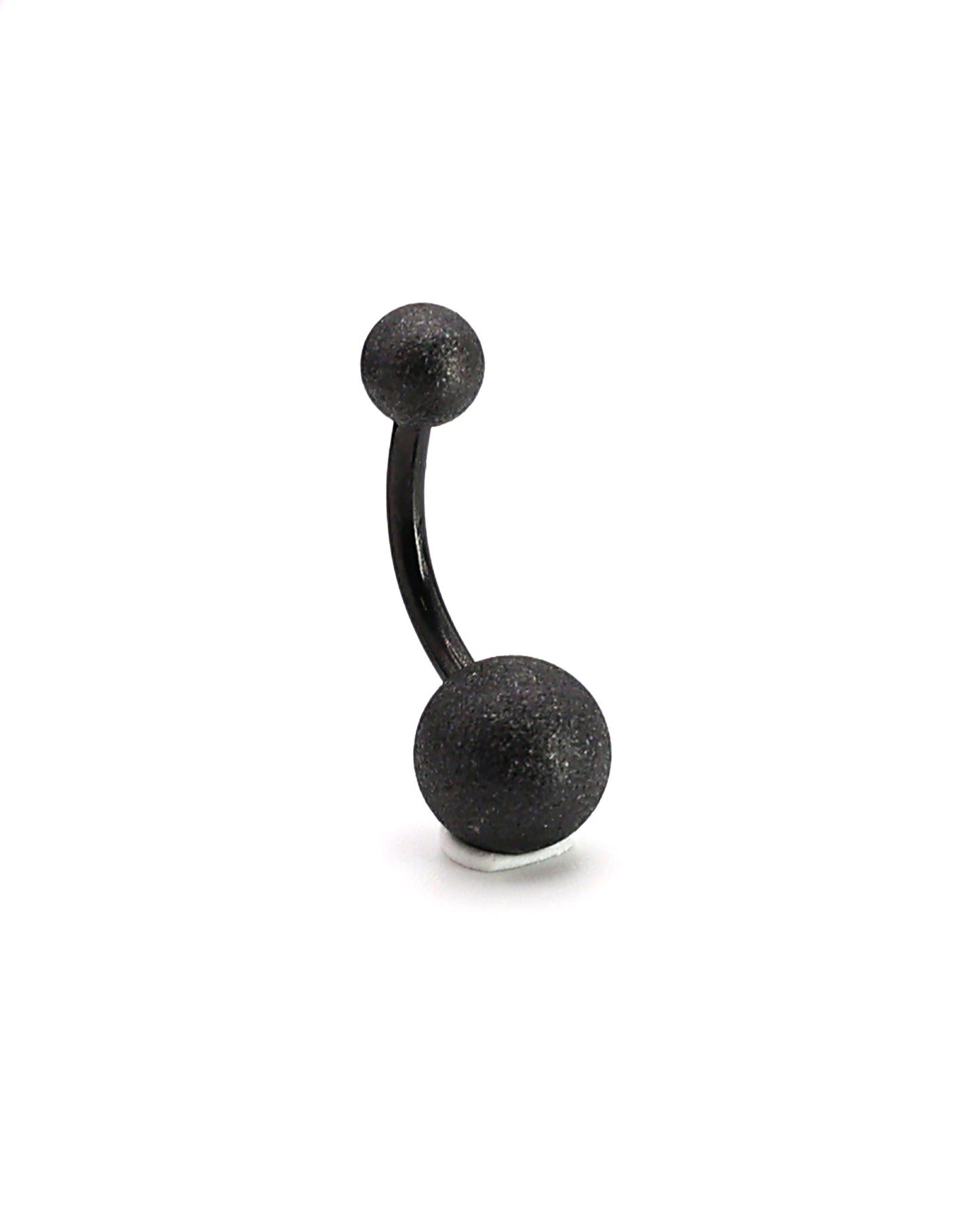 Black Shimmery Belly Button Bar, displayed on a white matte background.