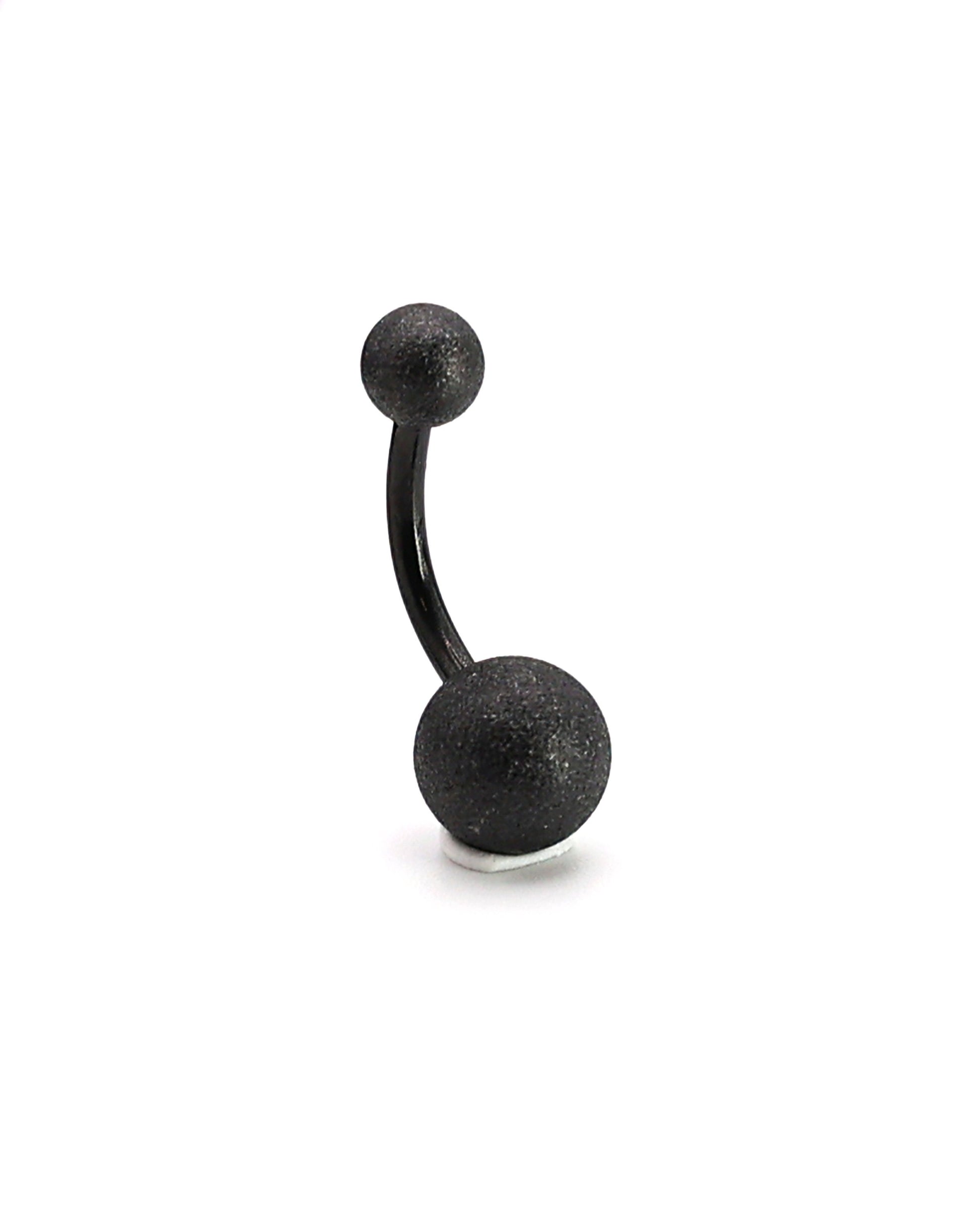 Black Shimmery Belly Button Bar, displayed on a white matte background.