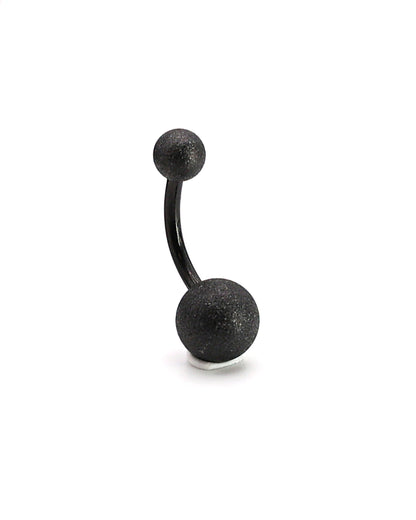 Black Shimmery Belly Button Bar, displayed on a white matte background.
