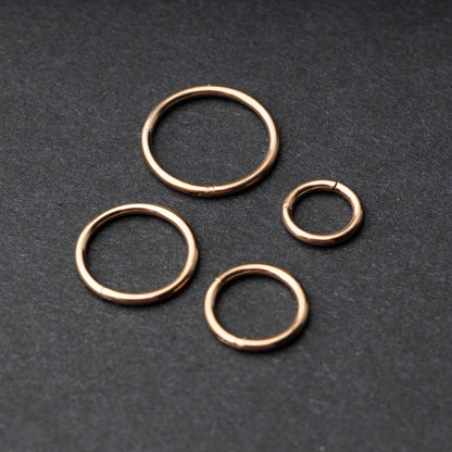 Seamless Clicker hoop in silver, showcasing four different sizes displayed on a dark background