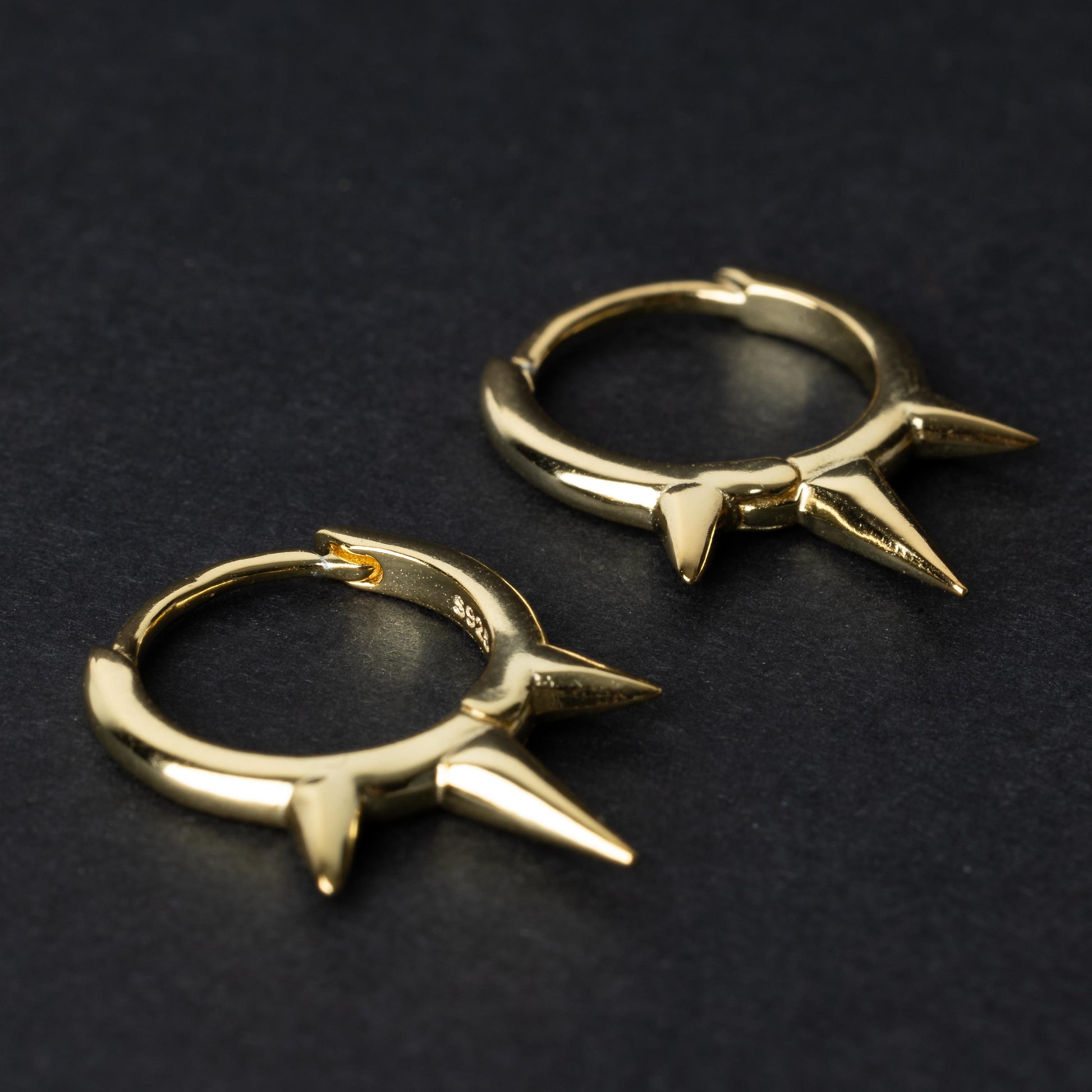 Pair of Spiked Hoop Earrings in Sterling Silver, Alt Hoop Earrings, Oval Hoop Earrings, Chunky Hoop Earrings, Silver or Gold