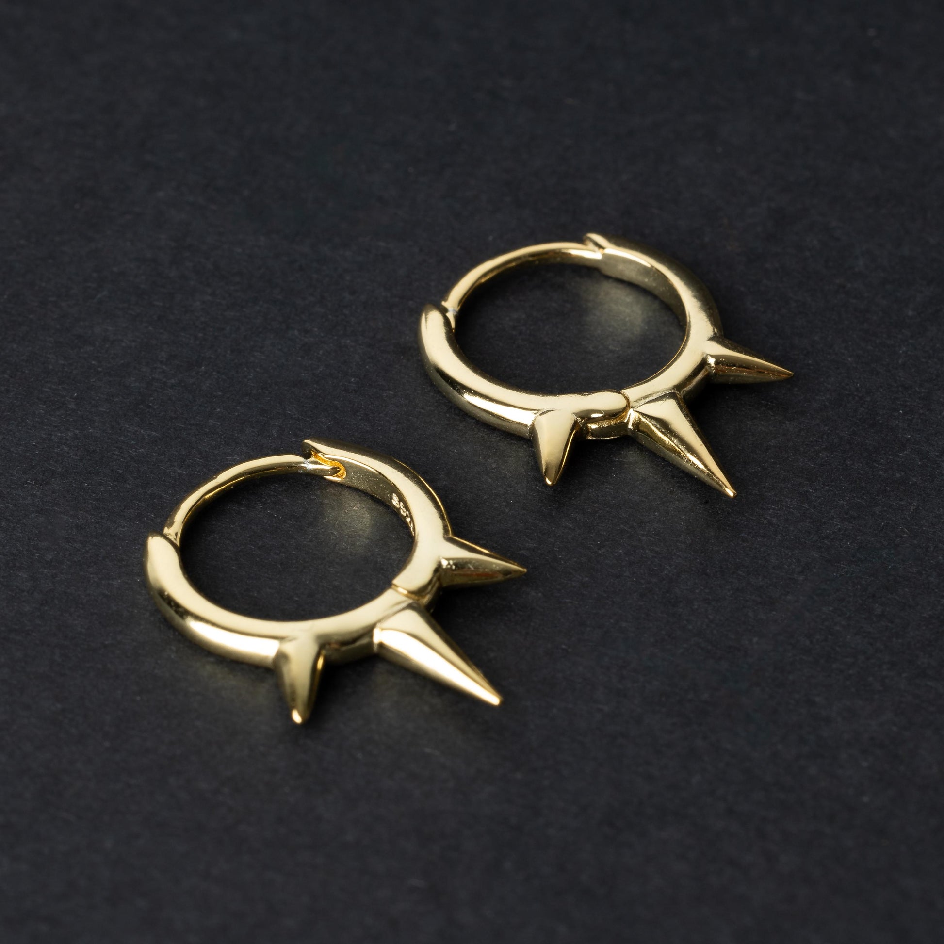 Pair of Spiked Hoop Earrings in Sterling Silver, Alt Hoop Earrings, Oval Hoop Earrings, Chunky Hoop Earrings, Silver or Gold