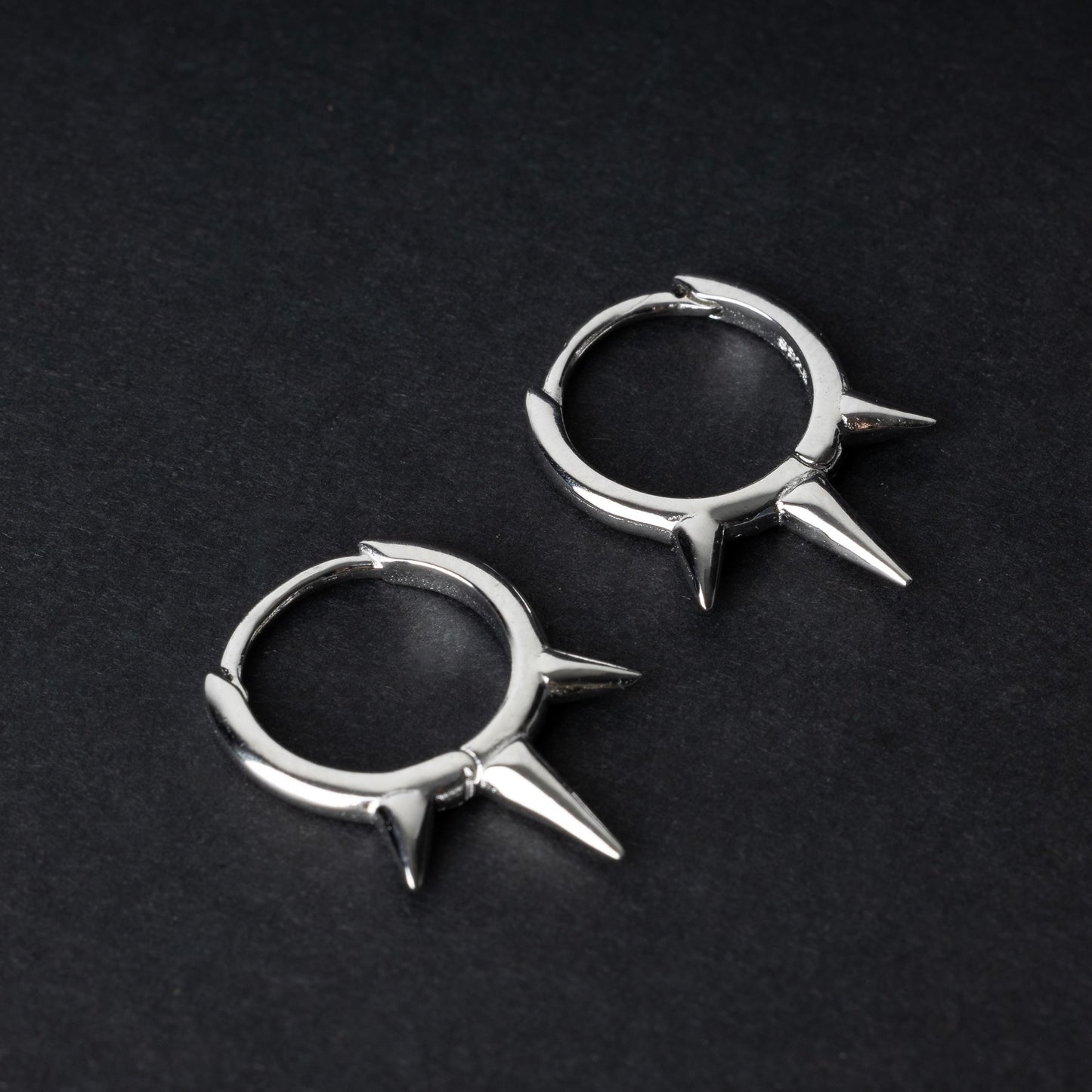Pair of Spiked Hoop Earrings in Sterling Silver, Alt Hoop Earrings, Oval Hoop Earrings, Chunky Hoop Earrings, Silver or Gold