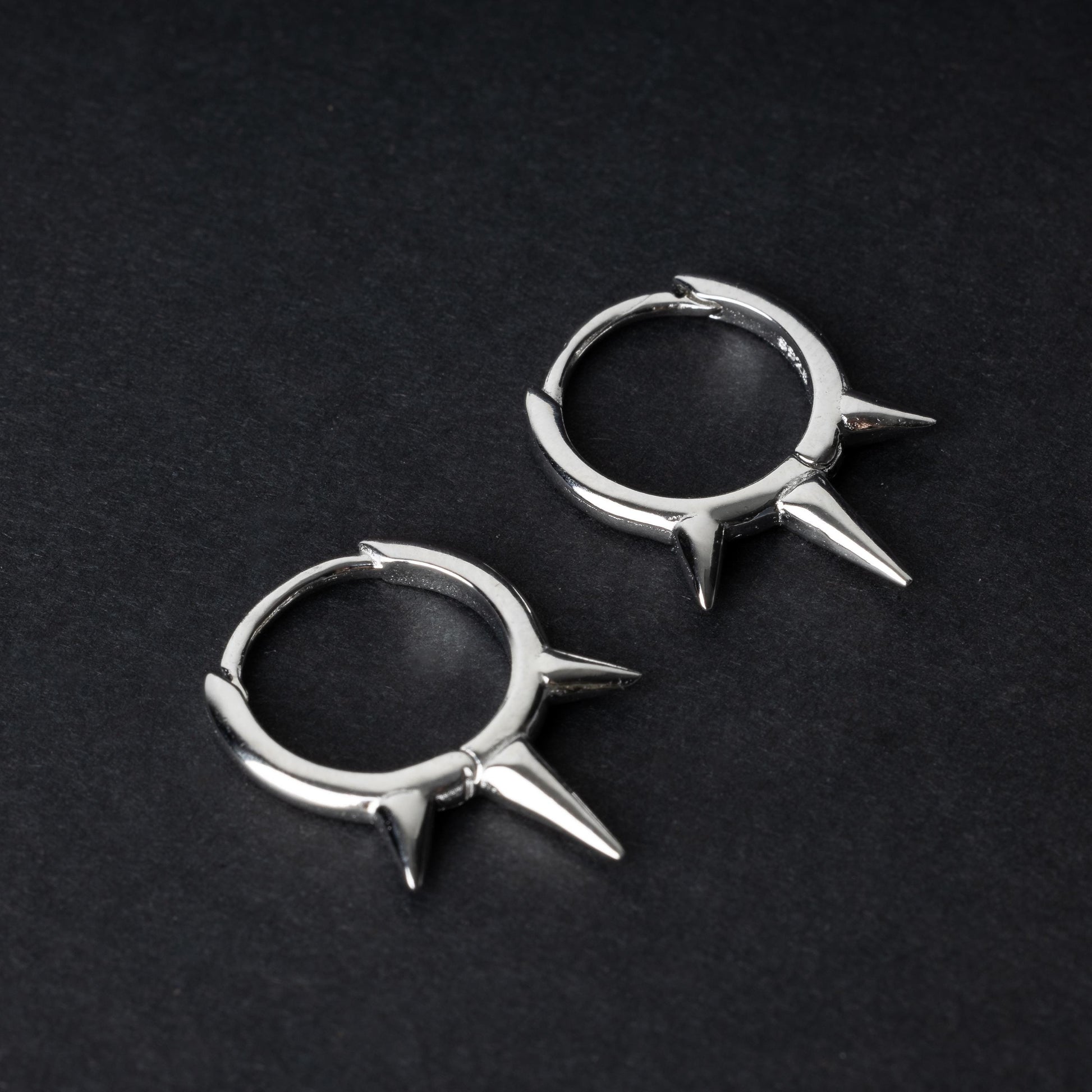 Pair of Spiked Hoop Earrings in Sterling Silver, Alt Hoop Earrings, Oval Hoop Earrings, Chunky Hoop Earrings, Silver or Gold